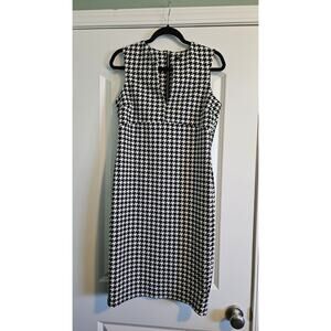 Kardashian Houndstooth Dress SZ L Stretch Back Zip Empire Waist Above Knee